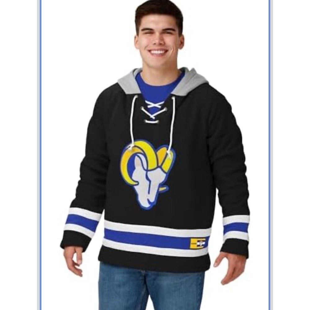 FOCO Los Angeles Rams Hockey Sweatshirt Jersey Hoodie NFL Mens Medium Black